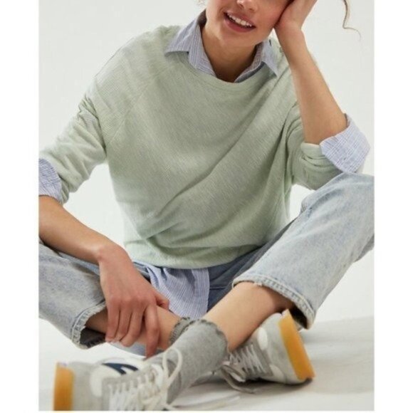 Anthropologie Lime Green Lightweight Long Sleeve Top - Picture 7 of 7